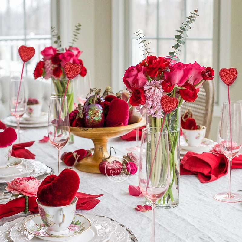 Glitter Foam Heart Picks – Cake & Bouquet Decoration 10Pcs