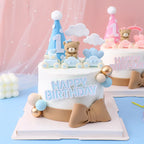 Cake Topper Ourson Rose & Bleu – Décoration Anniversaire 1 an & Baby Shower