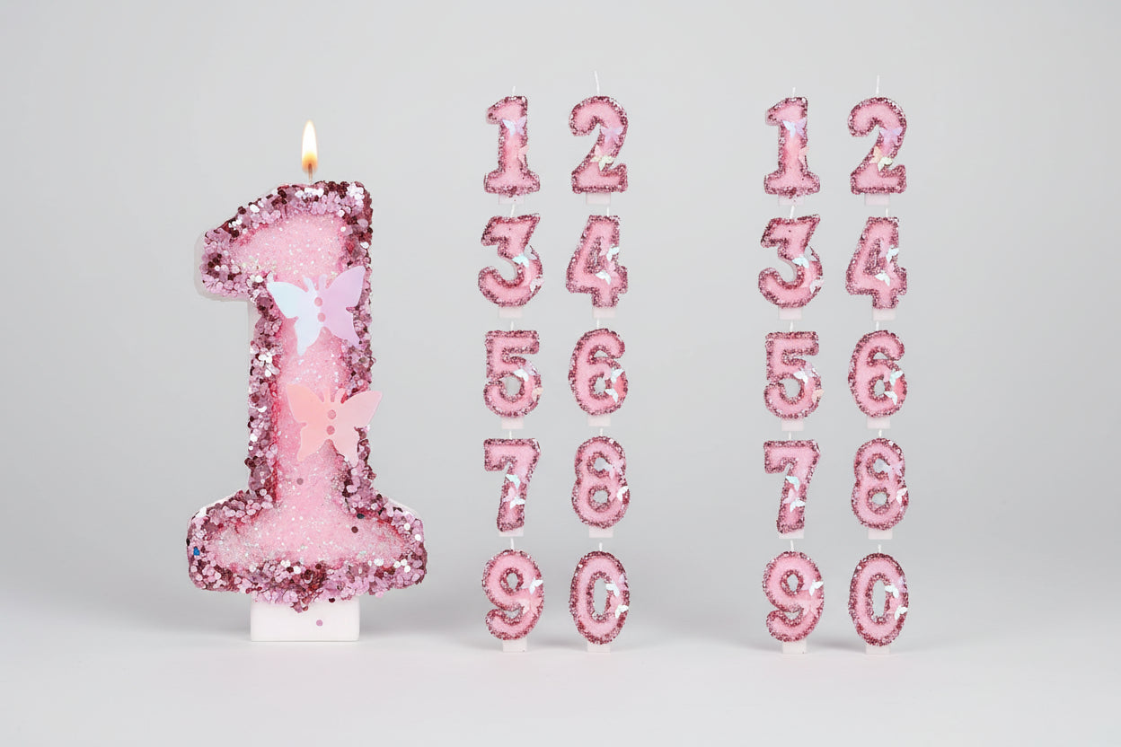 Bougies Chiffres 0–9 en Cire – Décoration Gâteau Anniversaire (Effet Nacré)