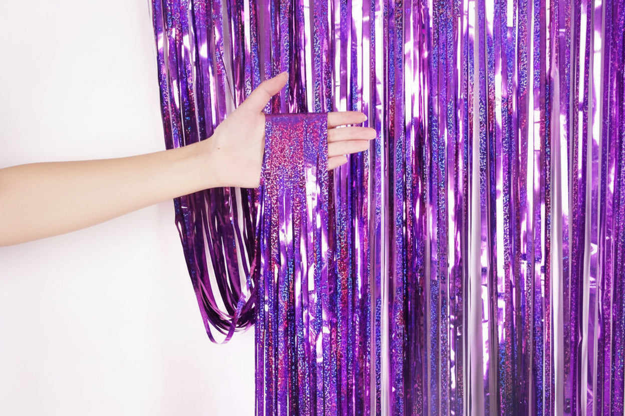Rideau Franges Métalliques – Fond Photo &amp; Décoration Événementielle (2/3 m)