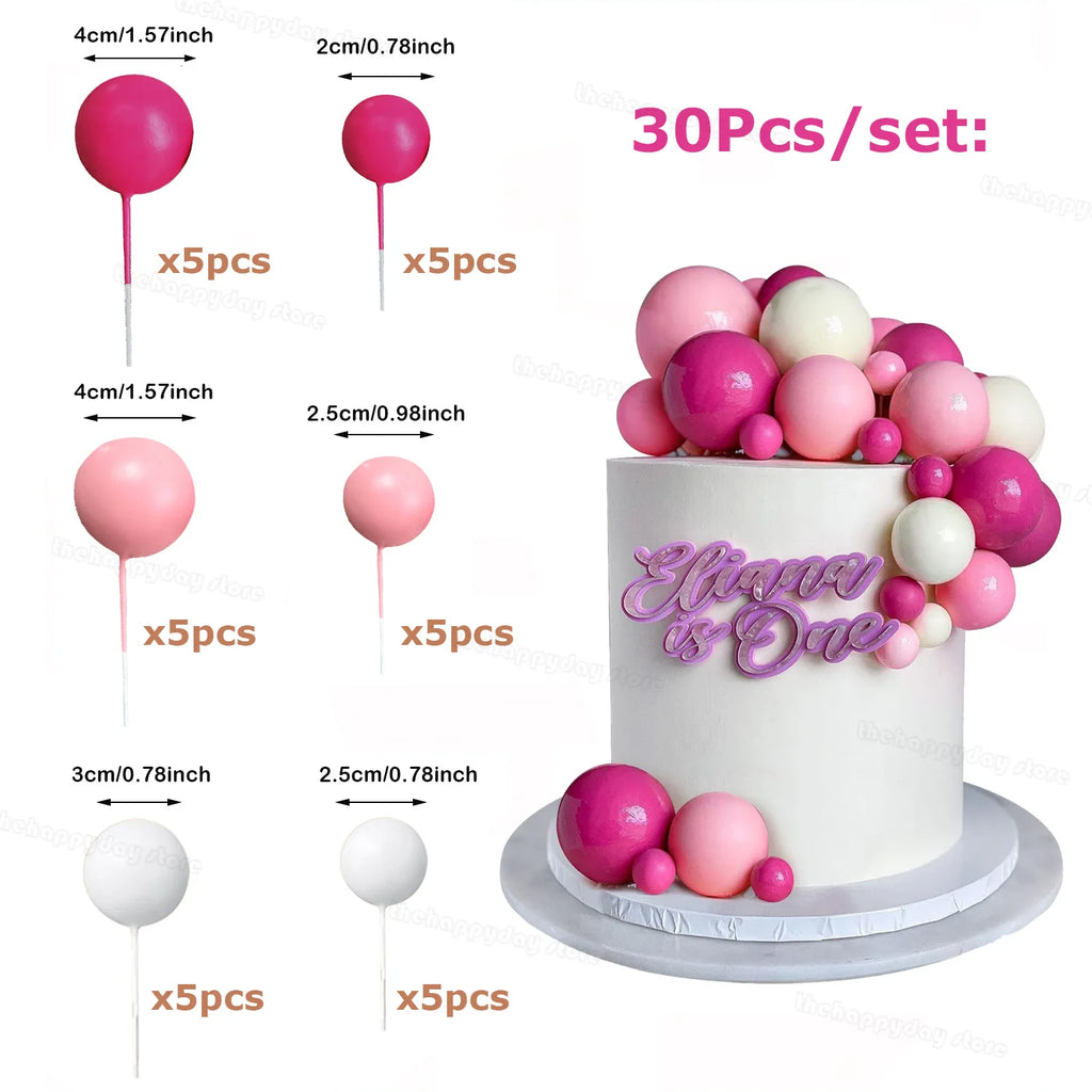 Boho Ball Cake Topper – Set of 30 – Birthday & Baby Shower Cake Decoration
