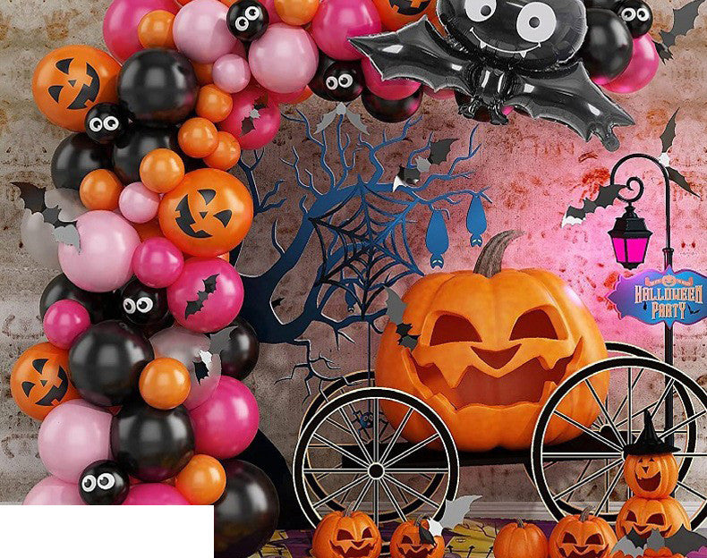 Halloween Party Balloon Kit – Complete Spooky Decoration Set (Black & Orange Theme)