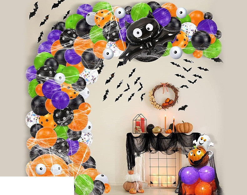 Halloween Party Balloon Kit – Complete Spooky Decoration Set (Black & Orange Theme)