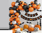 Halloween Party Balloon Kit – Complete Spooky Decoration Set (Black & Orange Theme)