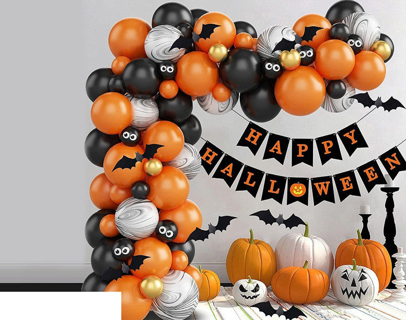 Halloween Party Balloon Kit – Complete Spooky Decoration Set (Black & Orange Theme)