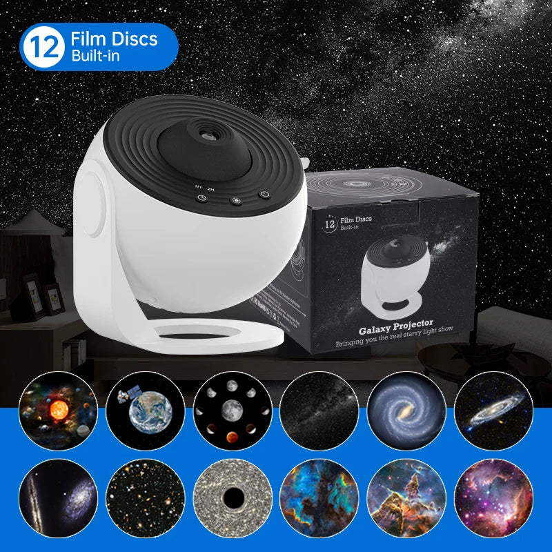 12-in-1 HD LED Planetarium Projector with Galaxy Films - Ambient Decor & Gift