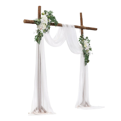 Artificial white wedding arch flowers kit 3pcs with 21ft draping fabric ceremony backdrop – KRAAA
